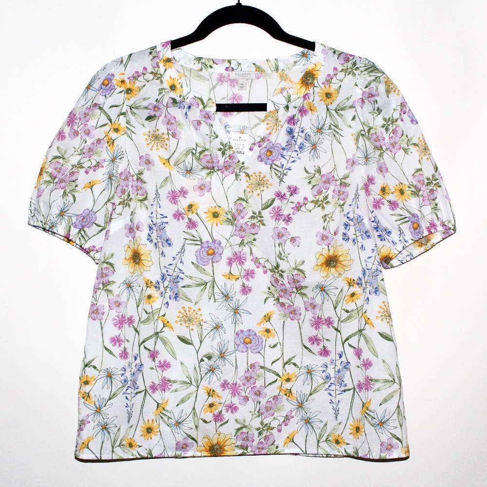 Talbots Wildflower Puff Sleeve Blouse